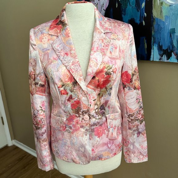 MK Solo Jackets & Blazers - EUC MK Solo Pink Floral Blazer/Jacket Statement Piece Size M